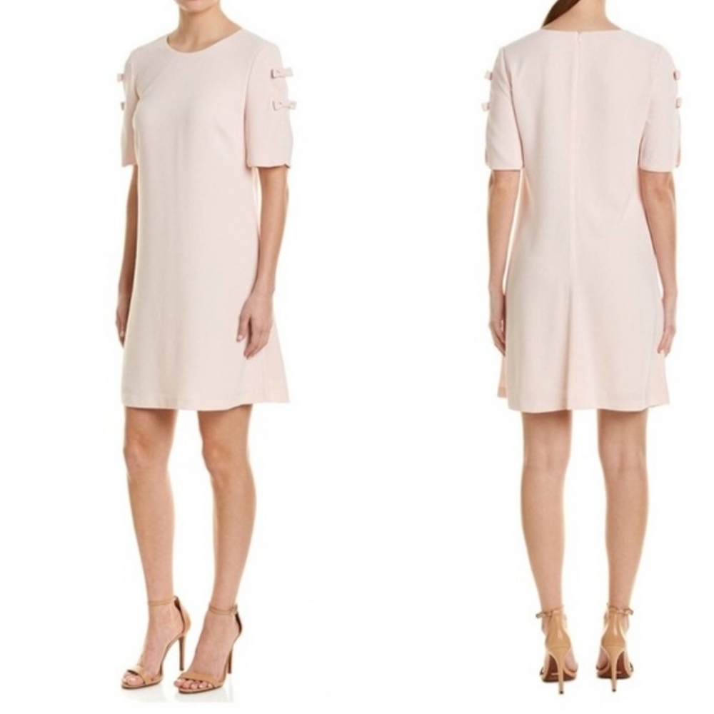 Vince Camuto Size 8 Pale Pink Double Bowed Capped Sleeves